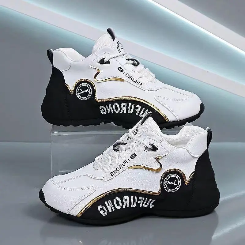 Unisex Couple Leather Height Increasing Shoes Casual Breathable Soft Sole Dad Sneakers Men Women Walking Running Gym Training Athletic 2026 Non Classy Modern Lightweight Stylish Ventilated Mesh Cushion sleek trendy