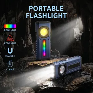 2000LM EDC Flashlight, Smartphone-Sized Flat Tactical Light with RGB & Red Light, Stepless Dimming Rechargeable Pocket Work Light for Everyday Carry, Camping, Emergency