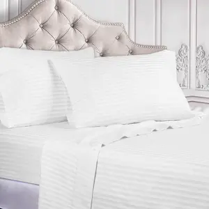 400 Thread Count Egyptian Cotton Sateen Stripe Bed Sheet Set