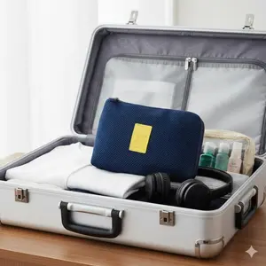 Foldable Digital Organizer Bag: Tear-Resistant Tech Pouch with Dedicated Headphone Case, USB Cable Slots & Mesh Compartments for Travel, Commute, and Everyday Electronics Storage, Travel Organization Pouch