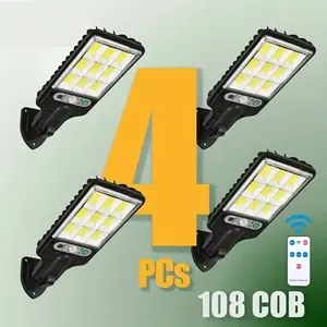 4 Solar Lights With Remote Controls, Equipped With Motion Sensors. These Are Solar-Powered Outdoor Lighting Fixtures That Can Switch Among 3 Modes, 1000 Milliamps,Suitable As Pathway Lights For Gardens, Garages, Yards And Backyards, As Well As For Patios.