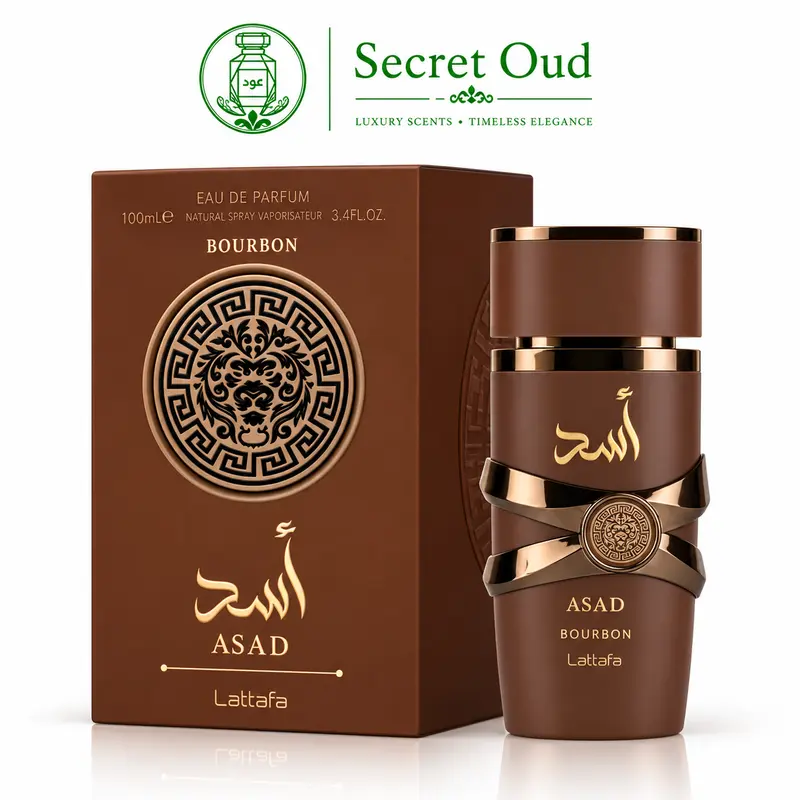 Lattafa ASAD BOURBON Men's Alcohol-Based Arabian Cologne - Bold Elegant, Long Lasting Perfume with Distinct Woody Sandalwood, Woody Amber Scent, 3.4oz(100ml) Bottle-Shaped Fragrance, Boyfriend Birthday Gift, Father's Day Gift