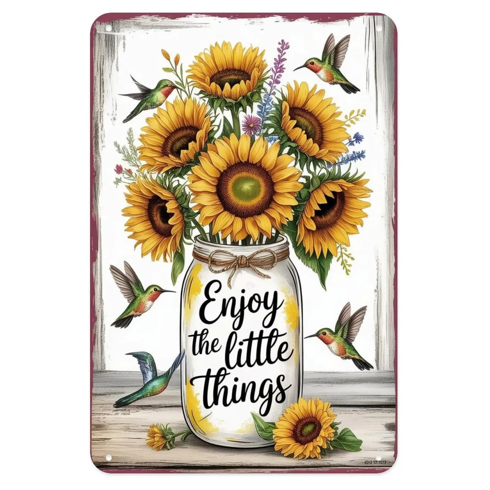 Sunflower Tin Sign, Vintage Quote Metal Sign Print Aesthetic Room Decoration for Home Bedroom Kitchen Bar Coffee Bathroom Indoor Outdoor Wall Decor, 8 X 12 in