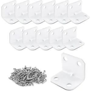12 count White Corner Brace, Small L Shape Brackets 1" x 1" x 1.3"(25x25x32mm), 90  Joint Right Angle L Brackets Shelf Supports