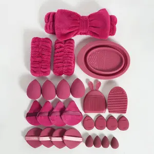 Makeup Tool Set, Makeup Sponge & Powder Puff & Brush Cleaning Bowl & Headband & Finger Powder Puff, Professional Makeup Tools for Women, Cosmetic