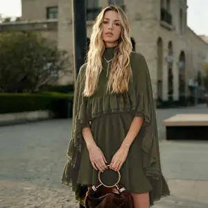 New spring-summer elegant chiffon dress with a stylish inner camisole two-piece set