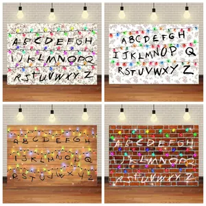 American TV Stranger Theme Background Lights Alphabet Episode Series Vinyl Banner Party Decoration Supplies Photo Prop Baby Gift