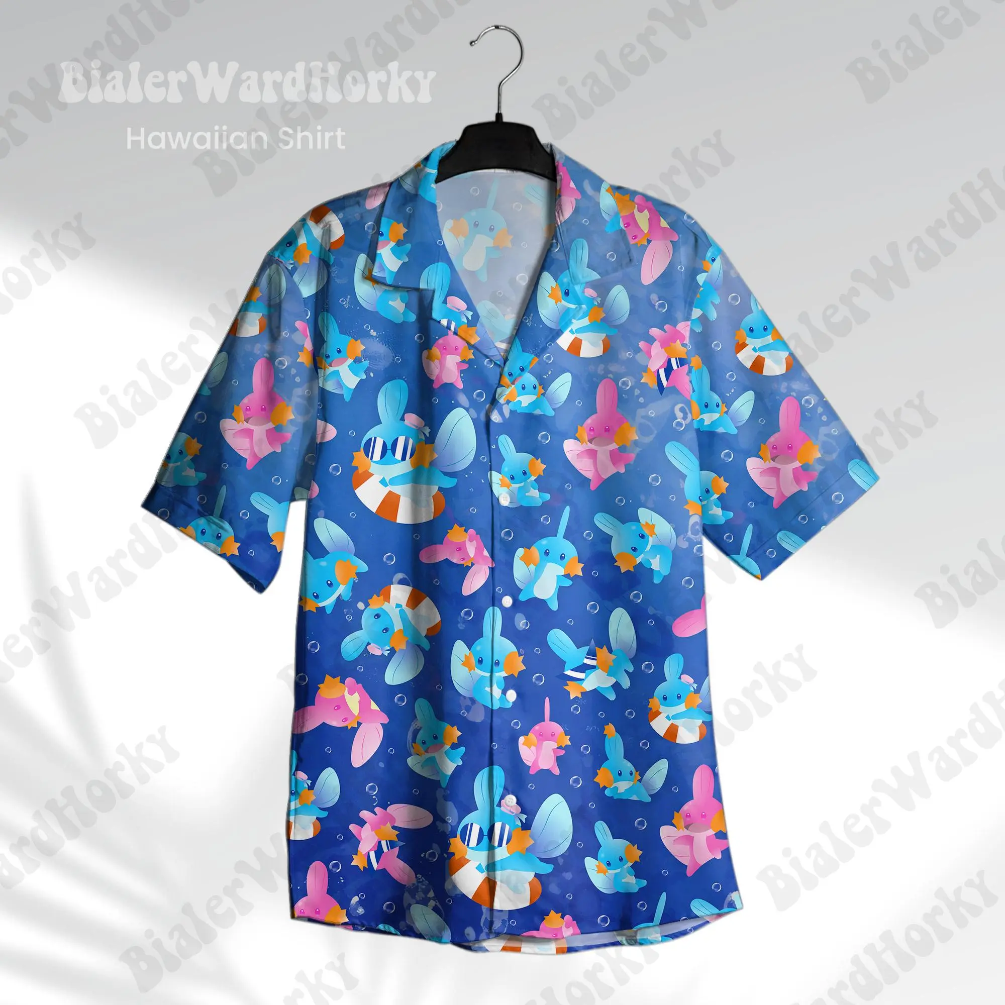Mudkip Hawaiian Shirt: Water Type Tropical Anime Aloha Shirt HG