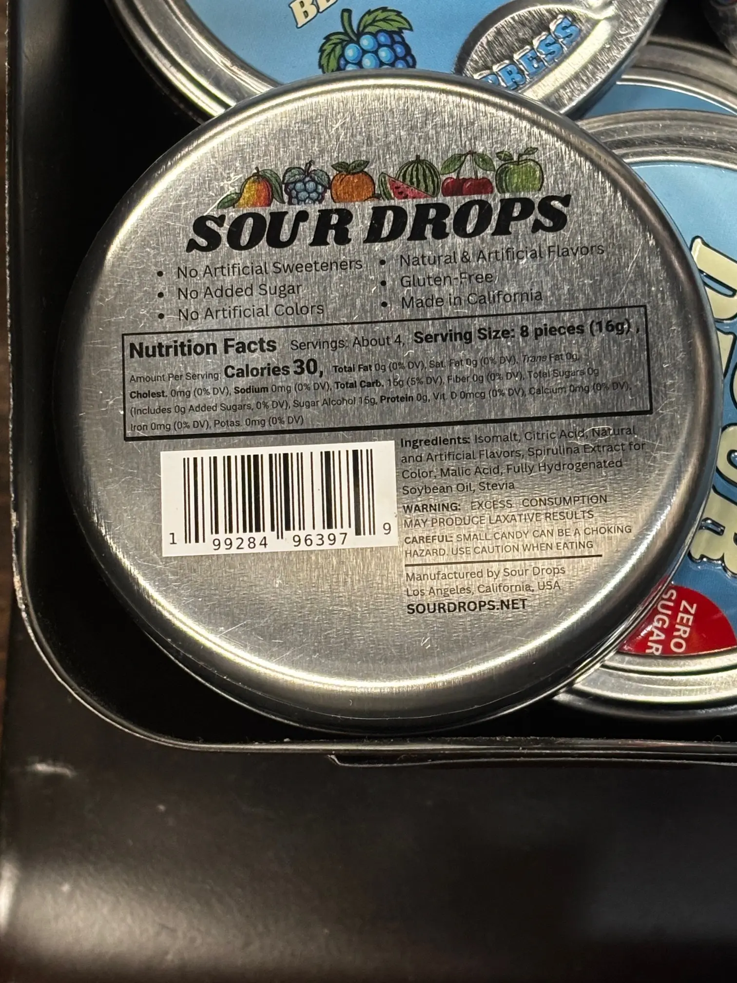 Sour Drops Zero Sugar Blue Raspberry Sours - Bold Tangy Sour Hard ...