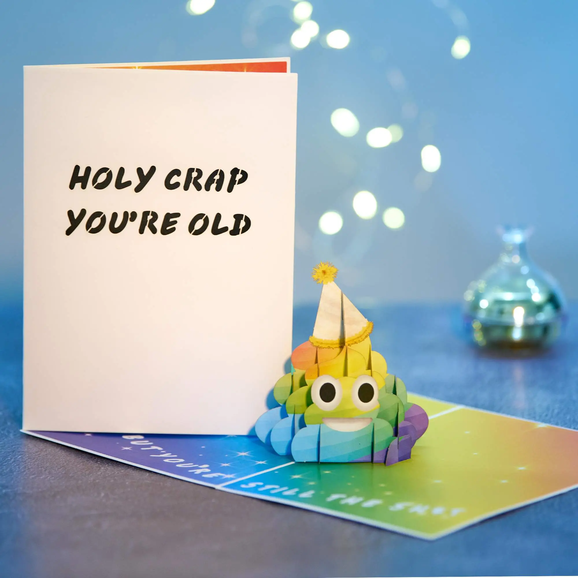 Funny Pop Up Birthday Card | 3D Rainbow Poop Emoji Birthday Cards for Women, Men | Popup Holy Crap You're Old Birthday Card for Dad, Husband | Prank  Poo Emoji Bday Card for Mom, Brother, Sister