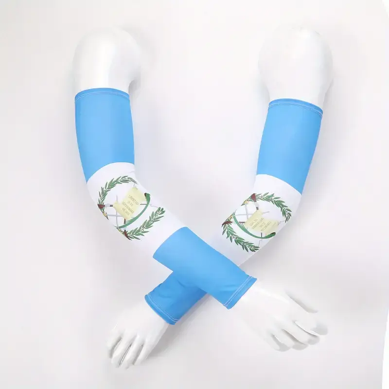 1 Pair Vibrant Guatemala Flag Compression Arm Sleeve - 45cm 17in Cooling Arm Sleeves for Enhanced Performance - UV Sun Protection, Breathable, Moisture-Wicking, Anti-Slip, Halloween-Themed Outdoor Sports Accessory for Women and Men