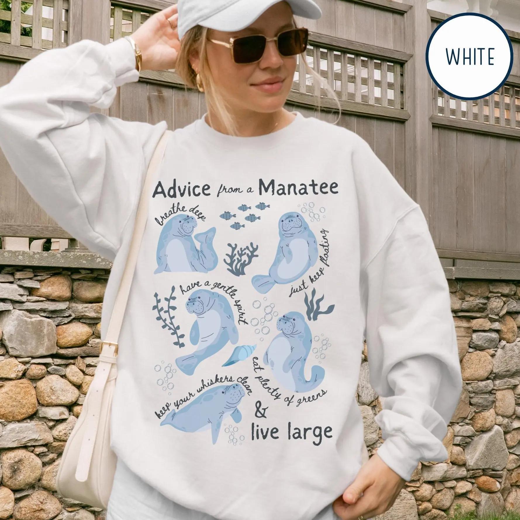 Manatee Sweatshirt, Optimistic Crewneck Unisex Top, Cute Manatee Shirt, Respect The Ocean, Animal Lovers Gift, Manatee Tee