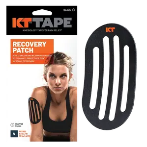 KT Tape Recovery Patch to Reduce Inflammation & Swelling in Muscles - Black Breathable Adhesive Cotton with Elastic Core - Targeted Relief