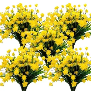 10 Bunches Artificial Flowers, UV Resistant Fake Plants, Indoor Outdoor Hanging Potted Plants, Durable Realistic Home Garden Decor, Artificial Flowers for Outside