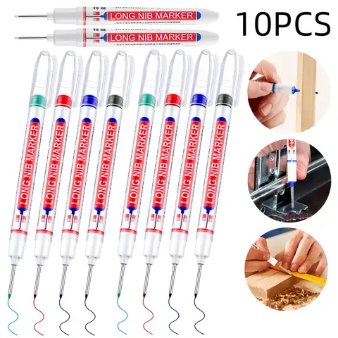20mm Tip Long Nib Marker, 10-Pack (4/5/20-Pack Options) Quick-Dry Waterproof Office Stationery, Premium Wear-Resistant Plastic, Woodwork Use Fine Tip for Precision Tool for Wood/Wall/Plastic