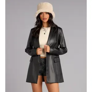 Chic Tactics Faux Leather Blazer