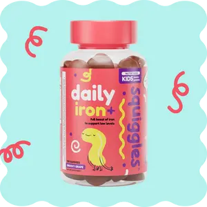 Squiggles Daily Iron+ for Kids - Essential Iron Gummies to Support Active Play & Energy Levels - Flopsy Kids Formula - US Version