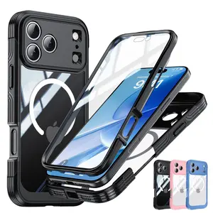 MagSafe TPU Casing & Tempered Glass Full Cover Screen Protector Set for iPhone 17/16/15 Pro Max, Magnetic Wireless Shockproof Drop Protection Smartphone Cellphone Accessories, Vehicle-Ready Protective Kit with Installation Support (Mother’s Day Gift) summ