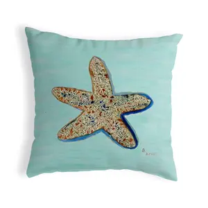 Starfish - Teal No Cord Pillow 18x18
