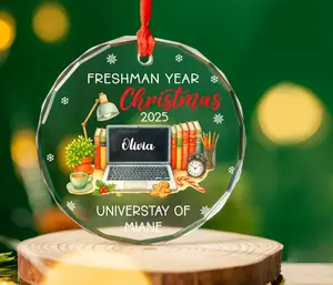 Personalized Freshman Year Glass Ornament, First Year At College Ornament 2026, College Christmas Keepsake, College Dorm Decor