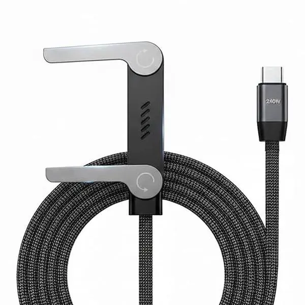 Invisible Stand Type-C Charger Cable - 240W Super Fast Charging 2-in-1 Electronic Cord with Cellphone Holder for Mobile Devices, Car Accessories, Gaming, Office