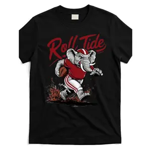 Alabama-Roll-Tide-Elephant-Alabama-Sport-T-Shirt_Art8338377-At_Black_Product_Image Unisex, Gift, Suitable for Casual Outing And Everyday Wear, for Family And Friends, Personalized DIY, Soft And Breathable, Lightweight And Comfortable - Round Neck, Regular