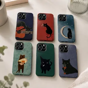 Vintage Black Cat Smartphone Case Smoking Night Vibes Shell Shockproof Durable Cellphone Accessory for iPhone 17 16 15 14 13 12 11 Pro Max X XS Galaxy S26 S25 S24 S23 S22 S21 Ultra Wireless-Friendly Gift Casing