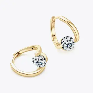 Lab-Created Moissanite Heart Earrings - Silver-Tone Clip-Ons with Gold-Hued Moissanite.Featuring an elegant, unisex design, these make the perfect gift for a girlfriend or wife-adding a touch of everyday luxury to any look.