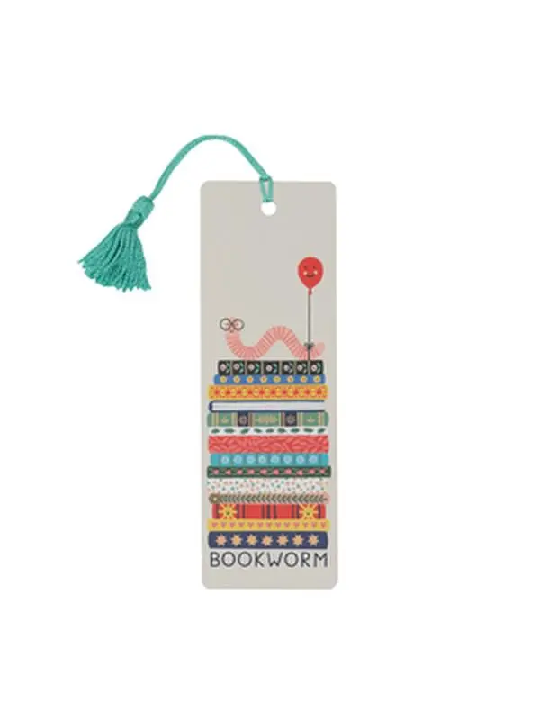 Bookworm Bookmark - Out of Print, Miscellaneous Print, Bookish Things Accessory with Tassel, 153mm Size, 2.5" H x 7.5" L x 0.1" W