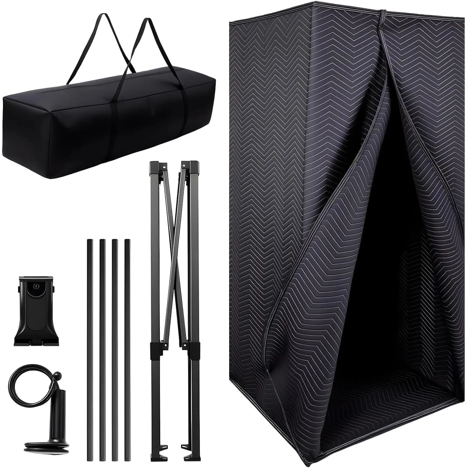 Maeklon Portable Recording Booth, 78x31x31in Foldable Soundproof Shield with Phone Holder, Smartphone Accessories, High-Density Acoustic Blanket for Singing, Voiceover