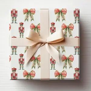 Vintage Christmas Wrapping Paper Roll Nutcracker Vintage Holiday Wrapping Paper Roll