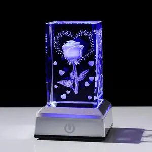 3D Crystal Ball Night Light with Colors, Glass Ball Lamp with Remote - Unique Rose Flower Table Decor Birthday Holiday Christmas Glass Rose Flower Lamp Gifts for Boys Girls Friends idea Romantic Ambiance Premium Quality