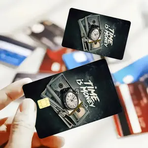 2-Pack "Time is Money" Cool Credit/Debit Card Scratch-Resistant Durable Stickers, Suitable for Small Chip Cards, Protect Your Card Privacy and Prevent Scratches