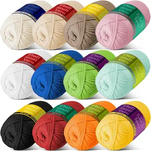 Soft Yarn for Crocheting – Crochet & Knitting Yarn, Beginner Yarn with Easy-to-See Stitches, 12 x 50g - 1200 Yards Amigurumi Yarn, Cotton-Nylon Blend Tshirt Yarn for Crocheting, Worsted Weight Yarn 4