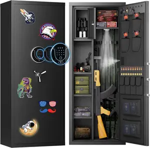 15-18 Large Gun Safe, 54" Biometric Gun Safe for Rifles and Pistols with Inner Cabinet & Removable Shelf, Unassembled Gun Cabinet with Gun Racks, Shotgun Cabinet for Home