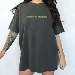 Mother Of Mayhem Shirt, Sarcastic Motherhood Graphic Printed Tee, Cool Moms Club Unhinged Shirt, Feral Mama Comfy Fabric Graphic Tee, Mother's Day Gifts, Women's Tops, Womenswear, Cotton Fabric Relaxed Fit Chic Style