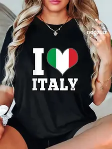 100% Cotton I Love Italy T-Shirt Heart Flag Tee T-Shirt