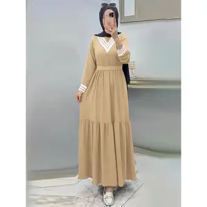 Ramadan Modest Dress | Long-Sleeve Solid Maxi Modest Dress – Ramadan Tie-Waist Women’s Clothing
