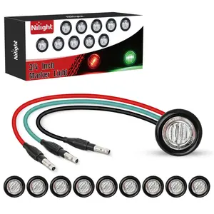 Nilight 3/4Inch Dual Color Marker Light 10PCS Red to Green Brake Auxiliary Side Marker Clearance Indicator Bullet Lights 3 Plug IP68 Waterproof for Trailer Truck Pickup Camper RV ATV UTV Van Bus
