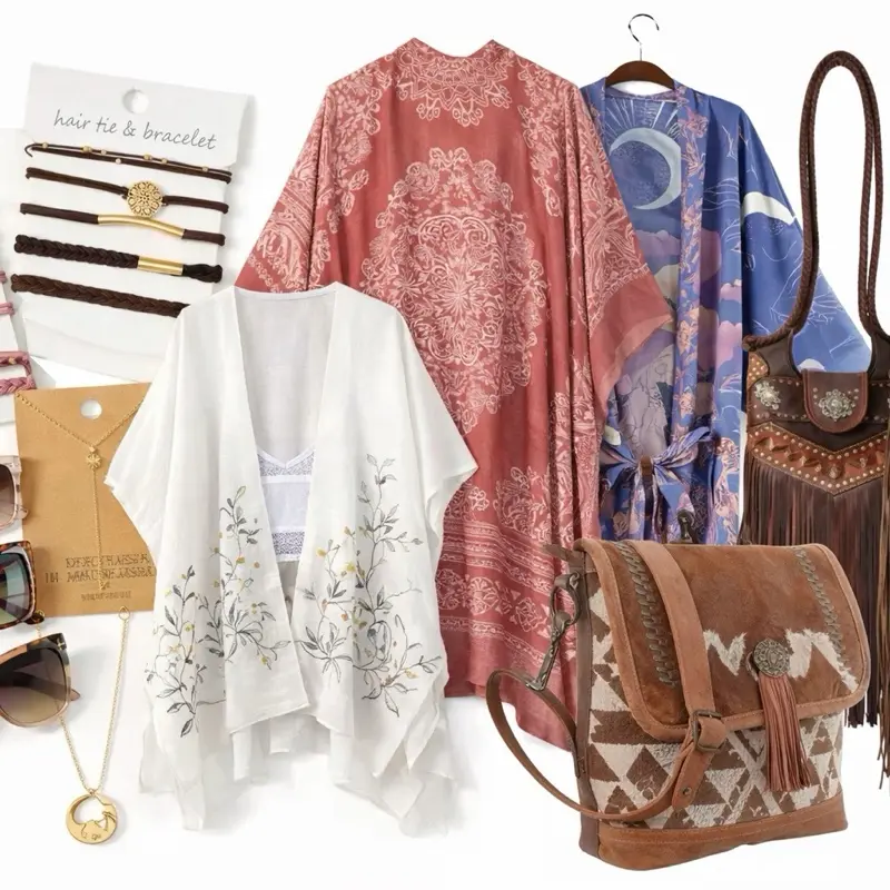 Women's Casual Viscose Knit Cardigans Bundle Deal - Spring Summer Bohemian Look Knitwear with Matching Purses, Accessories, One Size Fits All