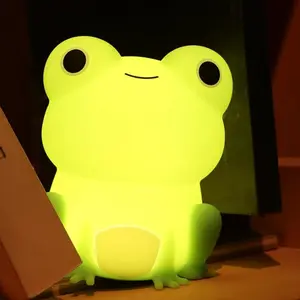 Cute Frog Design Night Light, Rechargeable Silicone Sleeping Night Light, Dimmable Timer Night Light for Bedroom, Living Room, Home Decor, Decorative Lamp, Nightlight