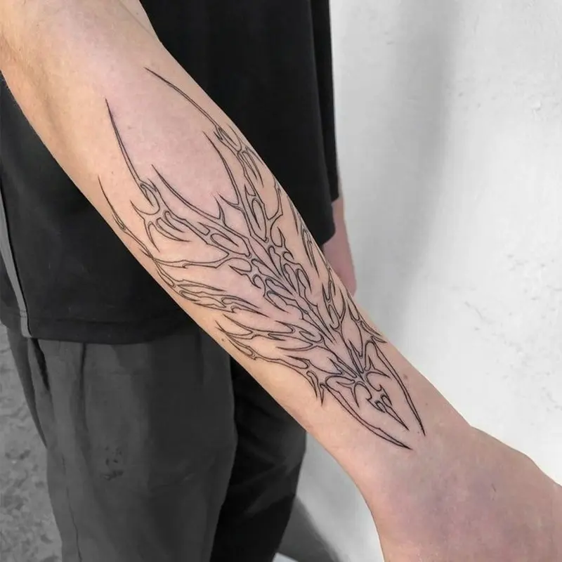 1pcs Mechanical Punk Herbal Juice Tattoo Sticker Dark Gothic Fake Tattoo Men and Women's Arm Temporary Tattoo Waterproof Durable Party Gift Y2K Gothic Style Tribal Temporary Fake Tattoos