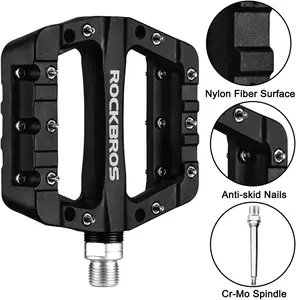 ROCKBROS MTB Pedals Mountain Bike Pedals Lightweight Nylon Fiber Bicycle Platform Pedals for BMX MTB 9/16"