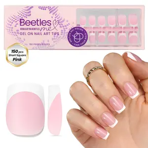 【LIVE ONLY】Beetles French Press-On Nails, Almond, Square & More Shapes, Pre-Etched & Pre-Applied Primer Nail Tips, Easy Glue-On Extensions for DIY Manicure, Gift for Women