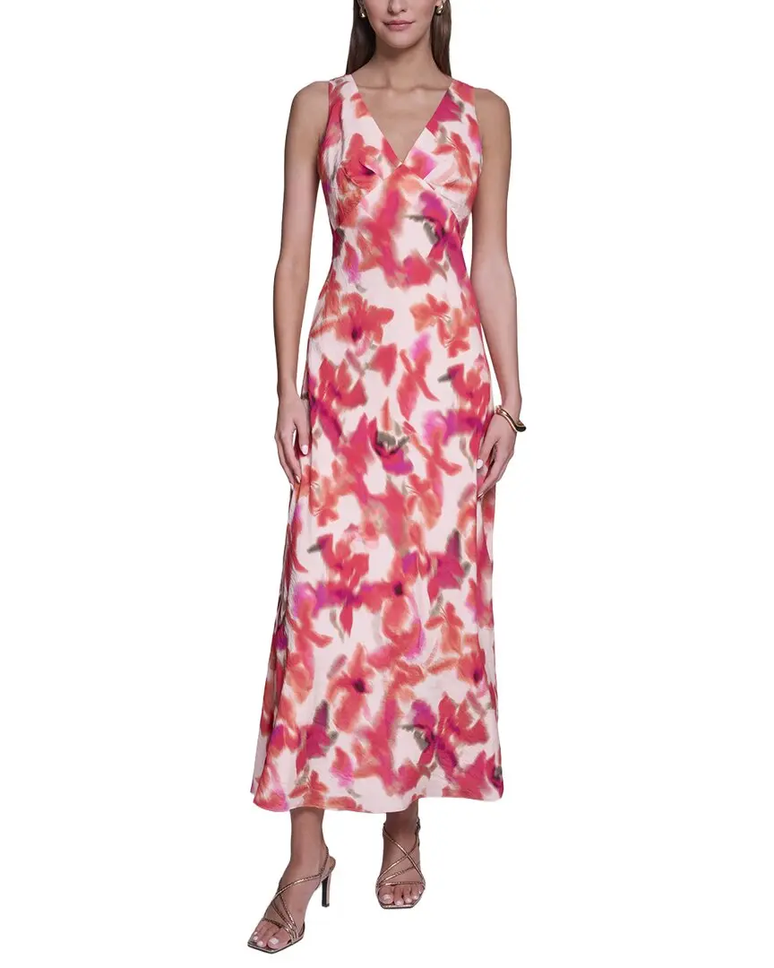 Halston Sleeveless V-Neck Midi Dress