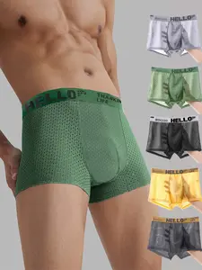 5-Pack Boxers man Breathable Men's panties Fashionable  Letter Waistband Men's briefs 3D Cutting U Pouch Design Men's shorts