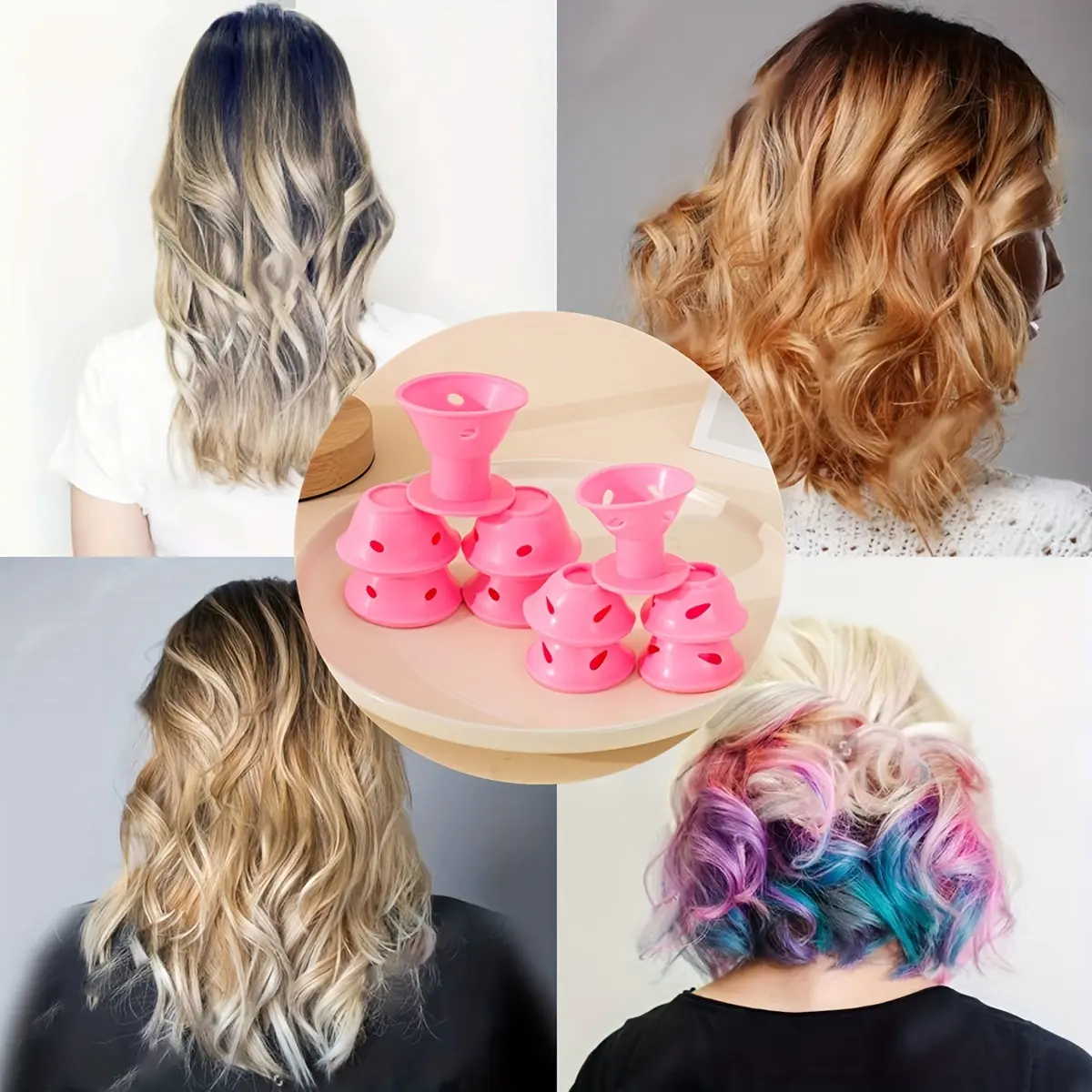Silicone Hair Curlers: Mushroom Bell Curling Iron Rollers, Reusable No Clip Magic DIY Curling Tool with PVC Bag