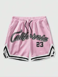 Men's Letter Print Basketball Shorts, Athletic Shorts, Regular Fit Casual Comfy Breathable Shorts for Summer, Men's Bottoms for Outdoor Activities