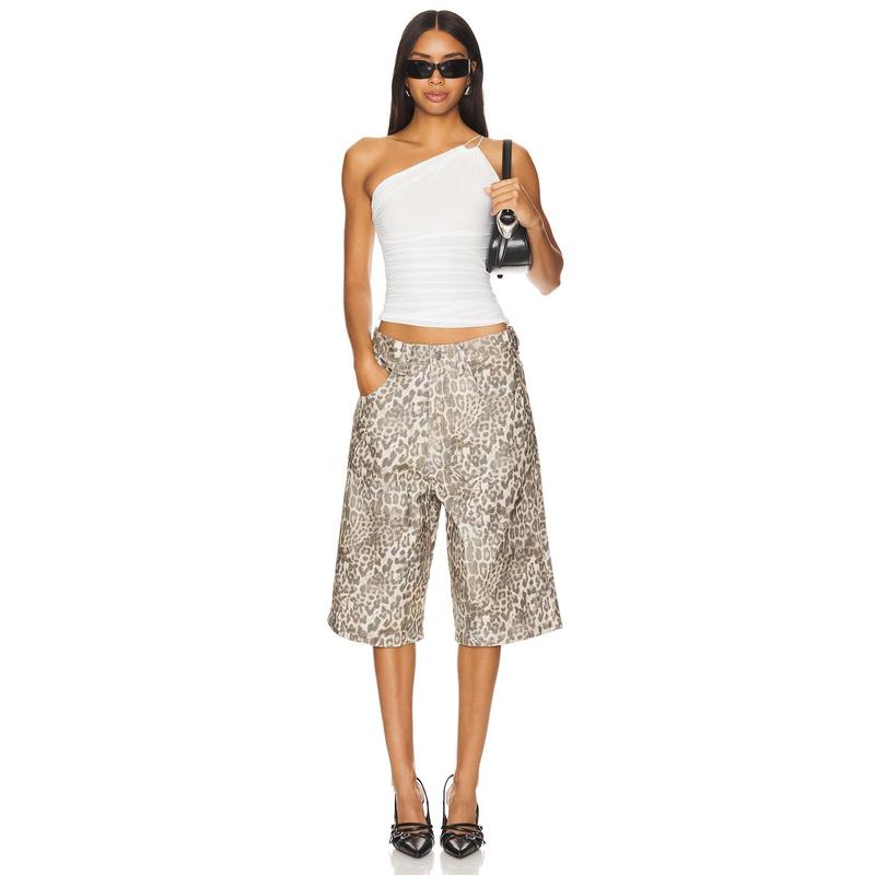 Jaded London Colossus Jorts in Leopard Fade