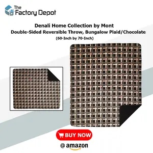 Denali Home Collection by Mont Double-Sided Reversible Throw, Bungalow Plaid/Chocolate